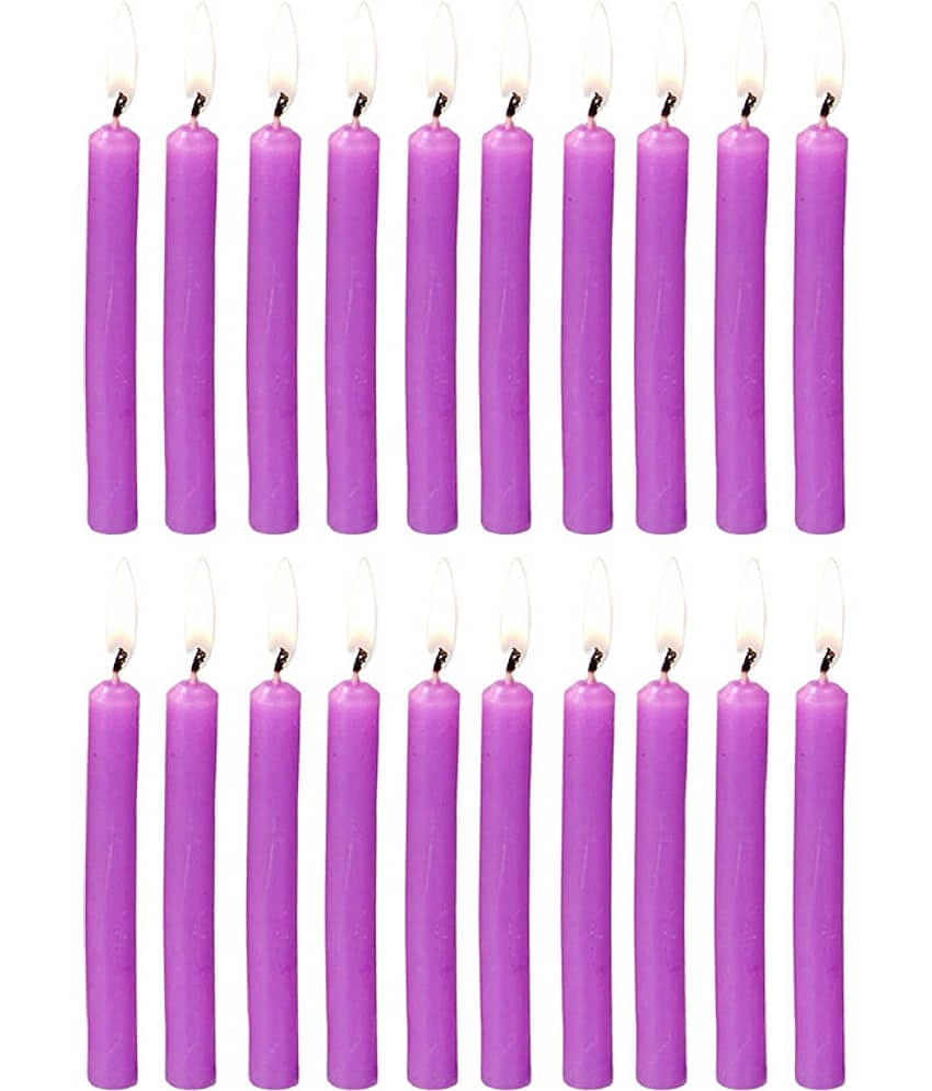 PROSPERRO LUMO - Purple Unscented Pillar Candle 10 cm ( Pack of 20 )