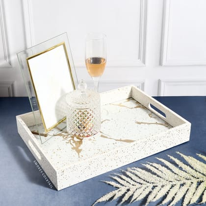 Rectangular Marble Look Luxury Serving Tray-Large