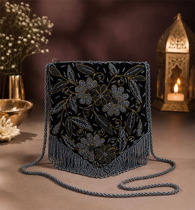 Handcrafted Zari Zardozi Velvet Batua