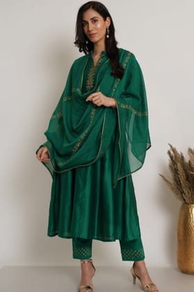 Green Chanderi Dupatta