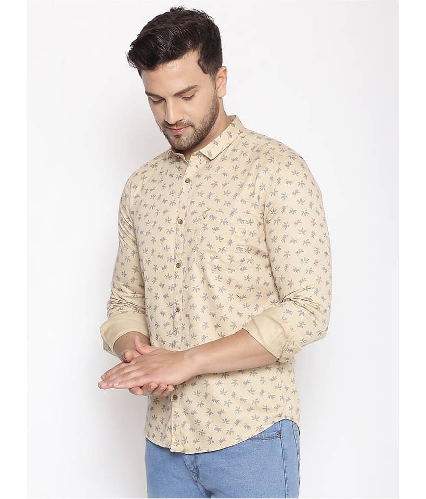 Showoff Cotton Blend Slim Fit Men's Casual Shirt - Beige ( Pack of 1 )