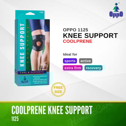 Oppo 1125 Coolprene Knee Support - Free Size (Black)