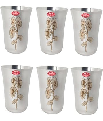 A & H ENTERPRISES - Daily & Regular Use Steel Glasses 300 ml ( Pack of 6 )