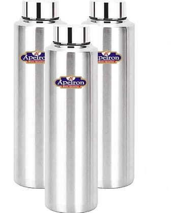 APEIRON Matt Fridge Bottle pk 3 Silver 1000 mL Stainless Steel Fridge Bottle set of 3