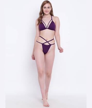 La Intimo Polyester Women's Plunge Bra ( Purple )