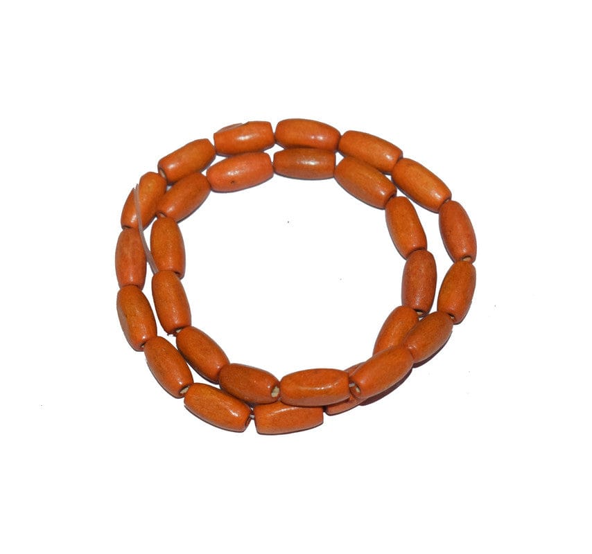 Painted Wooden Beads for Jewelry Making , BWWB-53-Per Packet of Approx 184 Pcs / 15X8 MM / Orange