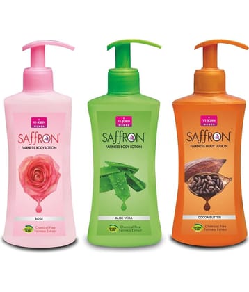 VI-JOHN Saffron Fairness Body Lotion Rose ,Aloevera & Cocoa Butter 250ml Pack of 3