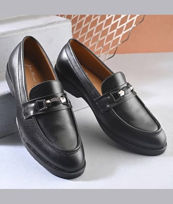 John Karsun Black Men's Slip On Formal Shoes