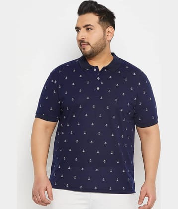 The Million Club Pack of 1 Cotton Blend Regular Fit Printed Half Sleeves Men's Polo T Shirt ( Navy )