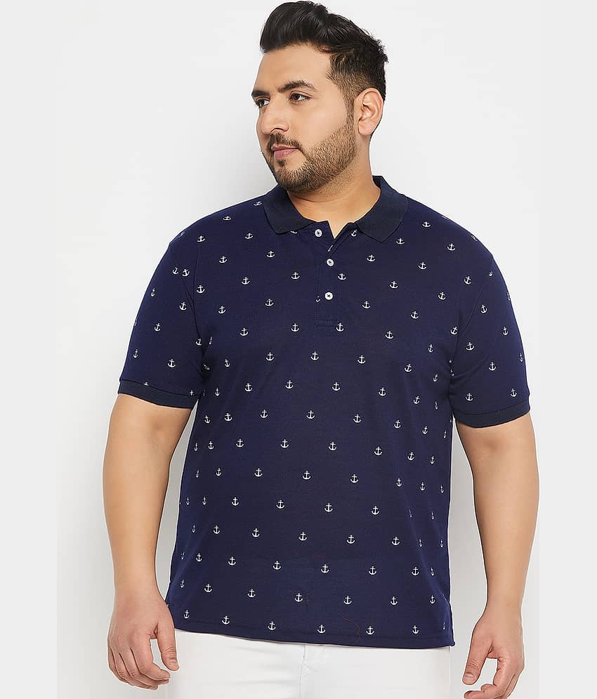 The Million Club Pack of 1 Cotton Blend Regular Fit Printed Half Sleeves Men's Polo T Shirt ( Navy )