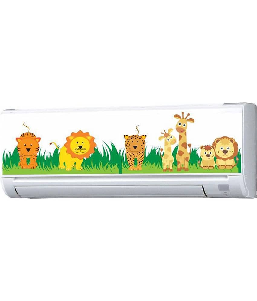 Asmi Collection Animals in Grass Split AC Stickers Wall Stickers Animals Sticker ( 19 x 95 cms )