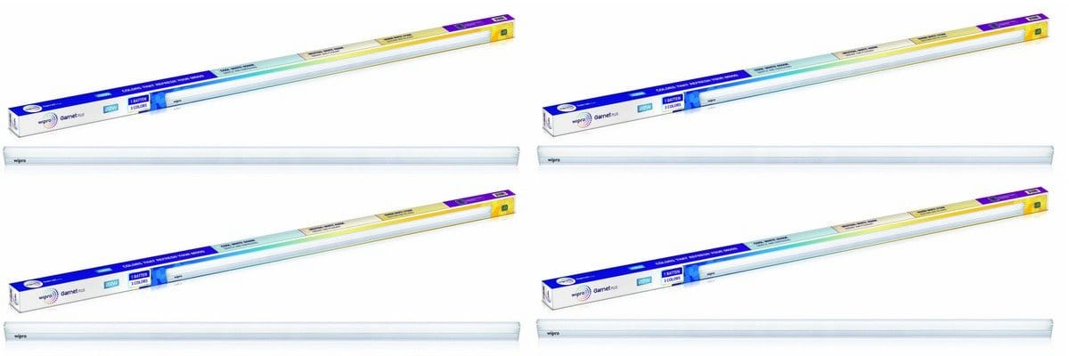 Wipro Garnet Plus 22W Colour Changing Led Batten With, 3 Shades Of White, Coolwhite, Neutralwhite, Warmwhite, Pack Of 4