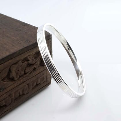 Indian Style 925 Sterling Silver Men's Bangle Bracelet -6.6 CM
