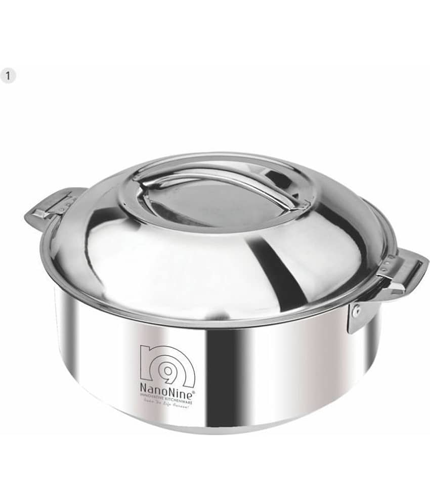 Nanonine Hot Chef Double Wall Insulated Hot Pot Stainless Steel Casserole With Steel Lid, 1.4 Litre, 1 Pc