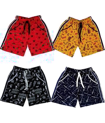 atlans Pack of 4 Cotton Blend Shorts For Boys ( Red )