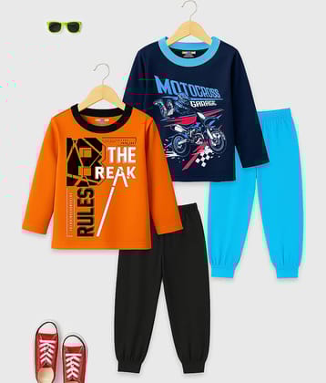 Kuchipoo Pack of 2 Boys Cotton Blend T-Shirt & Trackpants Set ( Multicolor 9 )