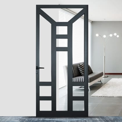 Aluminium Entrance Door, Matt Grey, MODEL: KPD-1001 (3.6 ft x 7 ft)