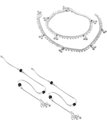 HEER COLLECTION - Silver Anklets ( Pack of 2 )
