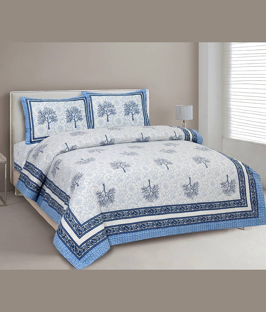 CLOTHORO Cotton 1 Double King Bedsheet with 2 Pillow Covers ( Multicolor )