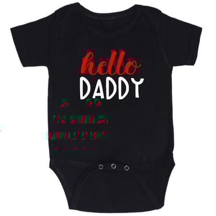 Black Hello Daddy Cotton Romper For 6 To 12 Months