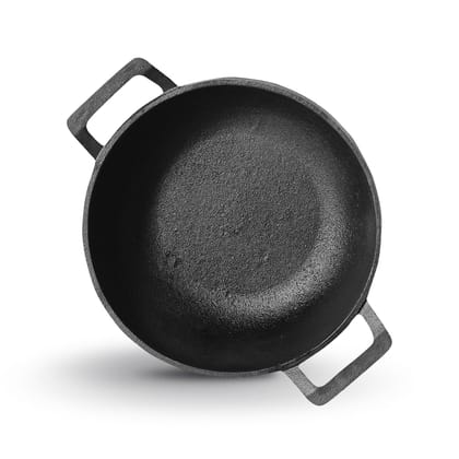 Pre-seasoned Cast Iron Deep Kadai 9 Inch – Naturally Non-Stick, Induction Base | Best Non Toxic Cookware for Health
