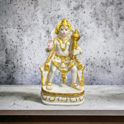 Standing Hanuman Bajrang Bali Marble Idol, H- 28.5 cm-Composite Marble