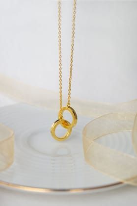 Entangled Circles Gold Plated Sterling Silver Chain Necklace-Gold / 16 inches adjustable upto 18 inches