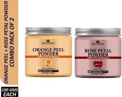 Bon Austin Orange Peel Powder & Rose Petal Face Mask Powder (Pack Of 2)