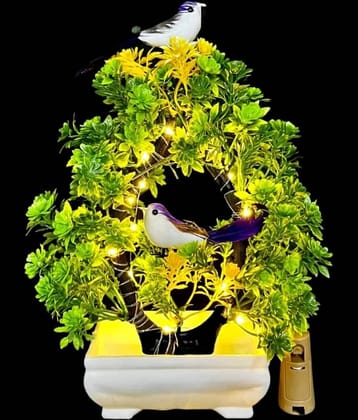 Modo® Artificial Tree with Light & Sparrow - 'Living Room' Dining Table Decor |Home,Office Party Decor |Speacial Ocassion Indoor Decor | Festival Theme Decorative Gift for Couple & DIWALI