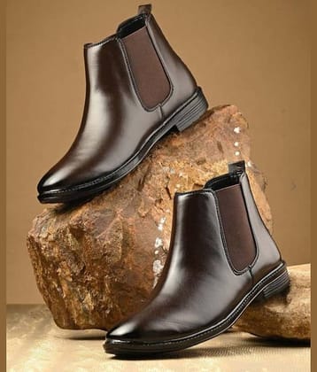 HATTOUN Brown Men's Chelsea Boots