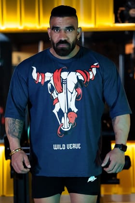BIG BULL WARRIOR "PREMIUM" OVERSIZED T-SHIRT (BERLINE BLUE)-S