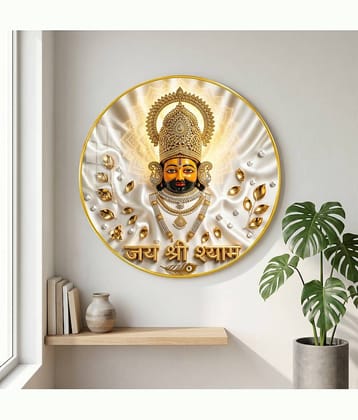 SAF Perfect Homes Khatu Shyam Ji Wall Painting With PVC Round Frame for Home Temple Decor Digital Reprint 16 inch x 16 inch Painting (With Frame)