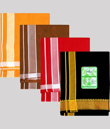 Feather Green - Multicolor Cotton Men's Lungi ( Pack of 4 )