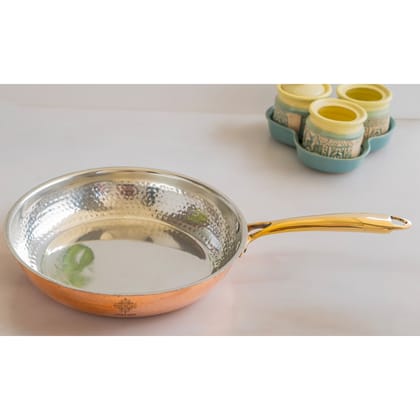 Steel Copper Hammered Design Fry Pan with Tin Linning-1500ML