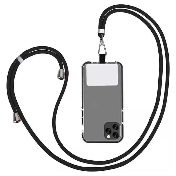 AccuPrints Crossbody Utility Phone Lanyard - Strap (Black Rope) Black / Large