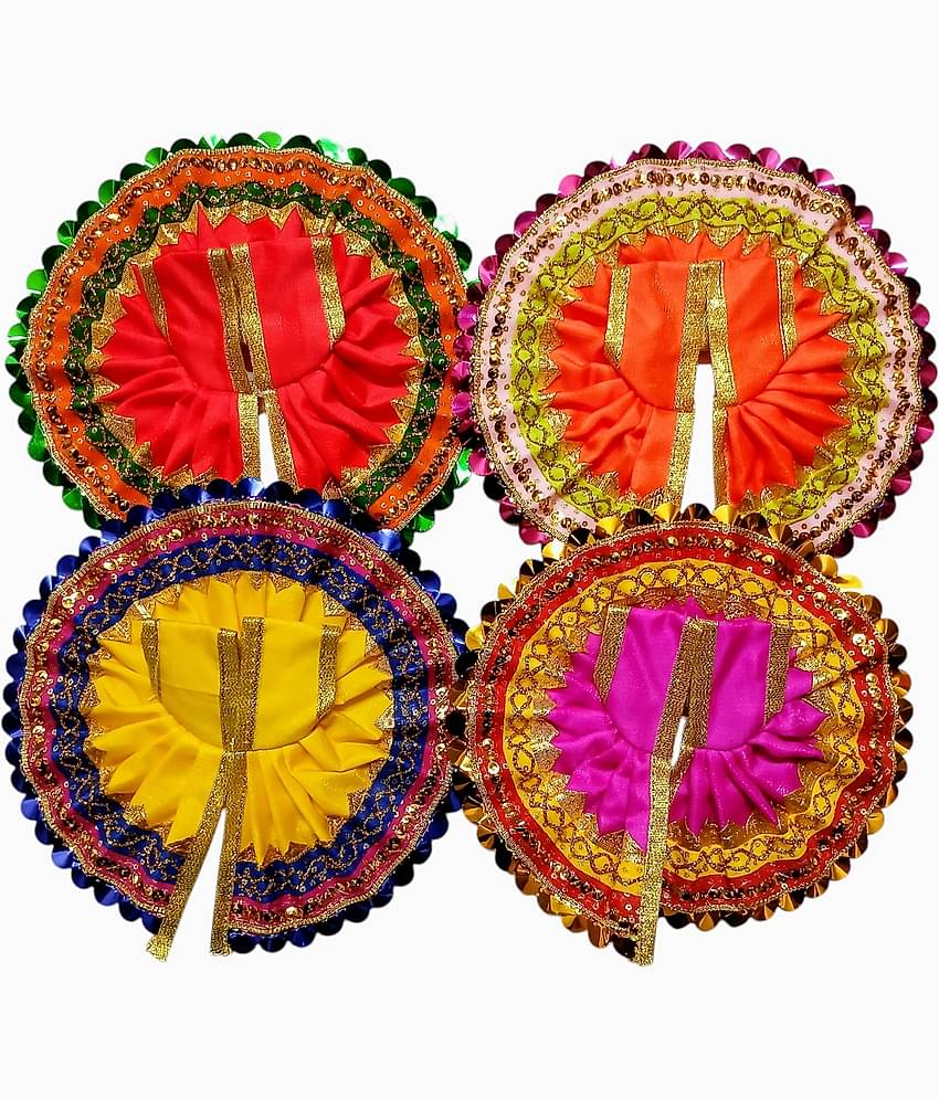 Cherry Tree Radha Krisha Multicolor Silk Dress ( Pack of 4 )