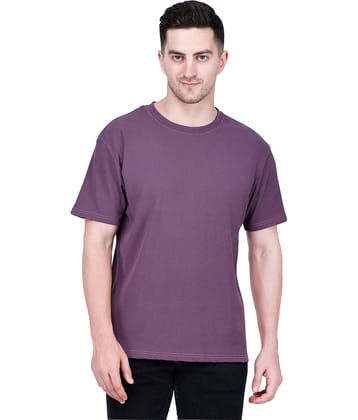 life dream Cotton Blend Regular Fit Solid Half Sleeves Men's Round T-Shirt - Purple ( Pack of 1 )