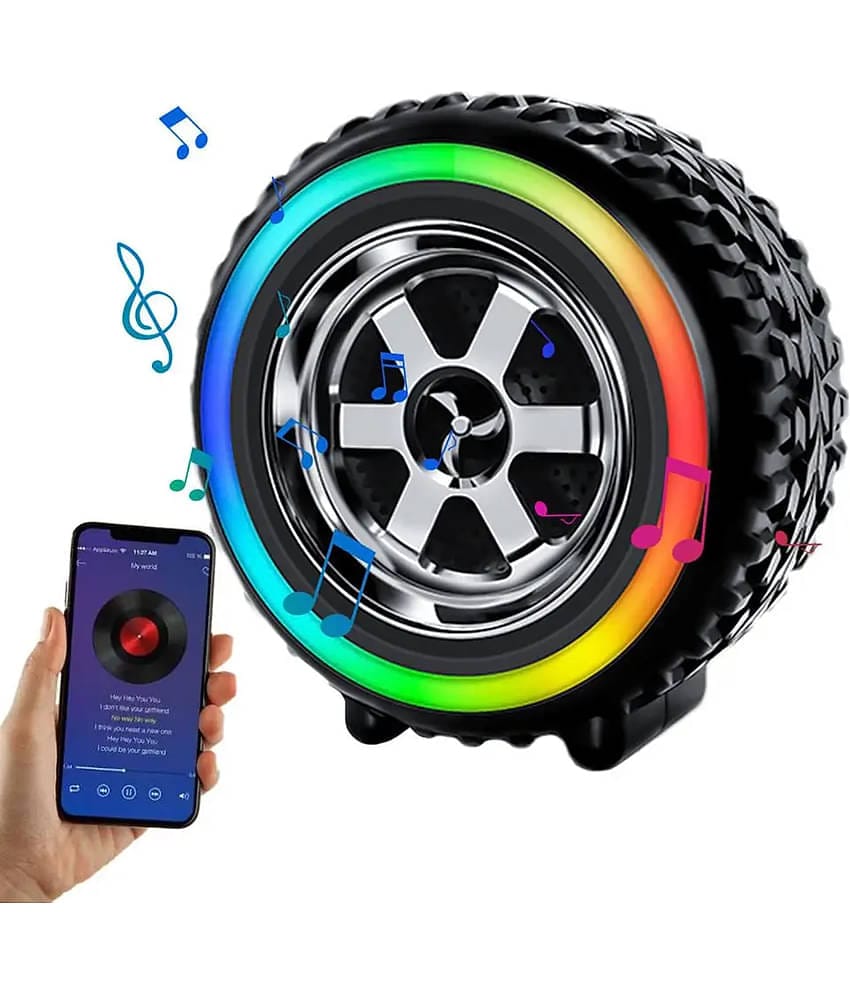 COREGENIX RGB TYRE 10 W Bluetooth Speaker Bluetooth V 5.1 with USB,SD card Slot Playback Time 10 hrs Black