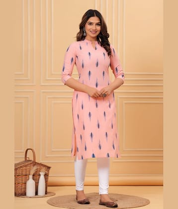 GlowWorld Cotton Blend Printed Straight Women's Kurti - Pink ( Pack of 1 )
