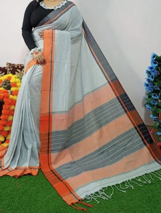 SOFT COTTON MINI CHECK SAREE