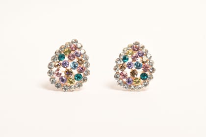 Multicolour Stone & Crystal Studs Earrings