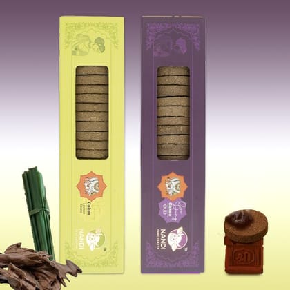 Nandi Panchgavya 100 Percent Desi Cow Dung Cake (42 Pcs) Plus 1 Tulsi Stand Lemongrass & Oud Fragrance