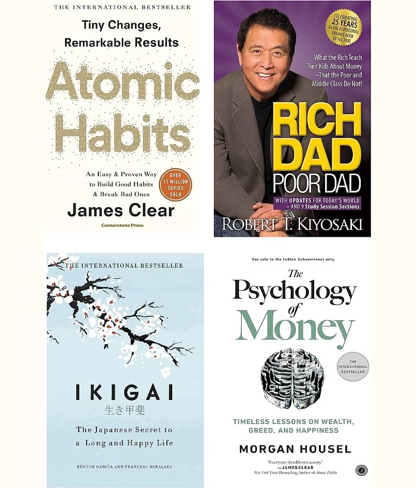 4 Books Combo ( Atomic Habits & Rich Dad Poor Dad & ikigai Japaness & The Psychology Of Money ) English - Paperback