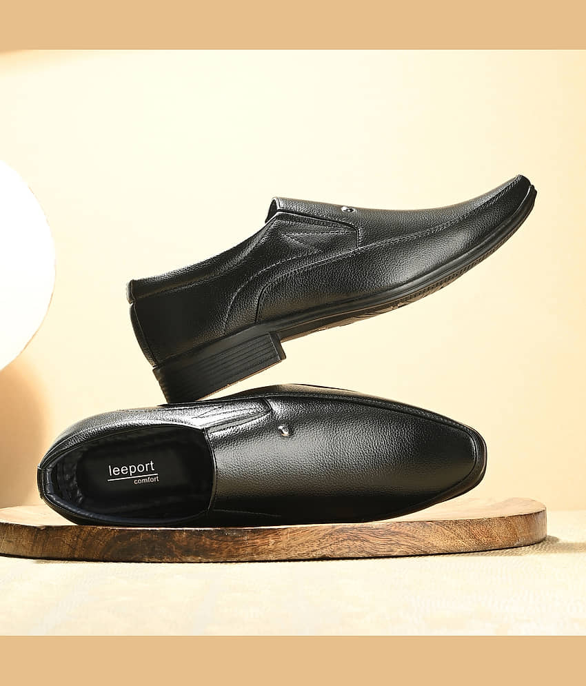 Leeport Black Men's Slip On Formal Shoes