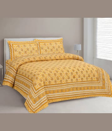 CLOTHORO Cotton 1 Double King Bedsheet with 2 Pillow Covers ( Orange )