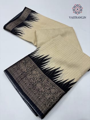 Function Wear Dola Silk Jacquard Zari n Print Work Fancy Designer Saree With Blouse-Black