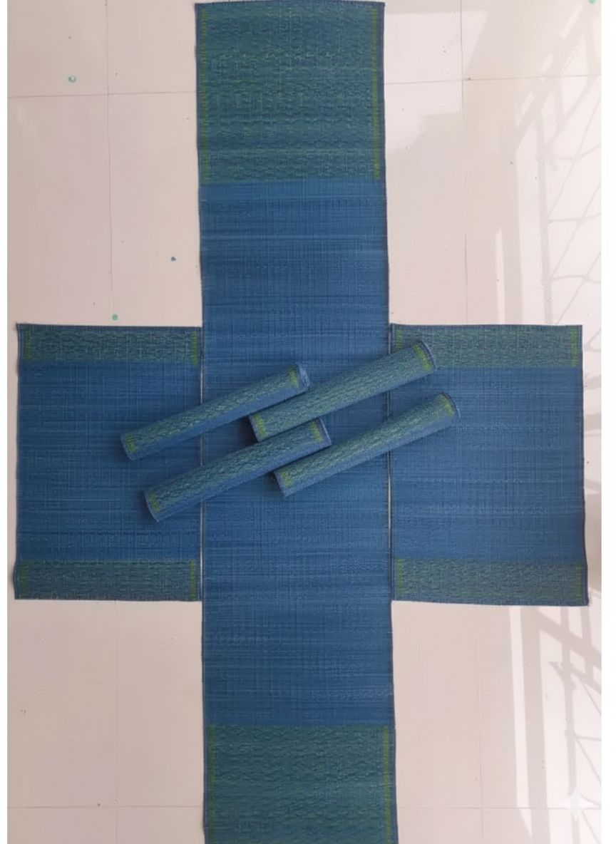 Sandhya Mat Unit Handwoven Natural Madurkathi Table Mat And Runner Set For Dining