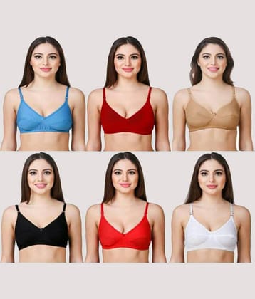Kiran Enterprises Pack of 6 Net Non Padded Women's Everyday Bra ( Multicolor )