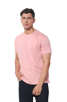 Kinnko Premium Cotton Mens Plain T-Shirt  Pink