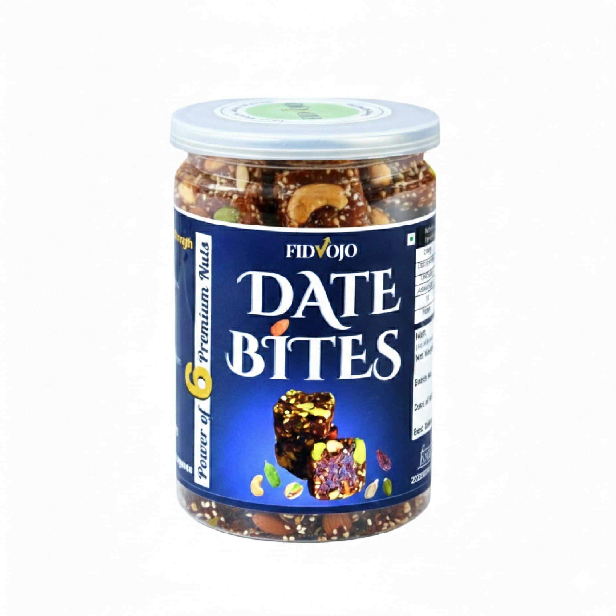 FIDVOJO Premium Date Bites 250g | Dates Barfi with Pista, Cashews, Almonds & Nuts | Healthy Dry Fruit Energy Snack | Guilt Free & Gluten Free, No Added Sugar
